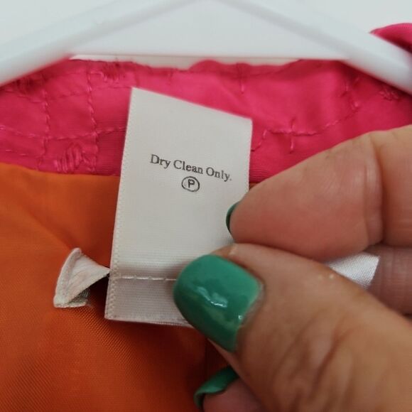 Coldwater Creek Women's Artsy Silk Collar Open‎ Boxy Pink Blazer Jacket Sz Med. - Picture 4 of 8